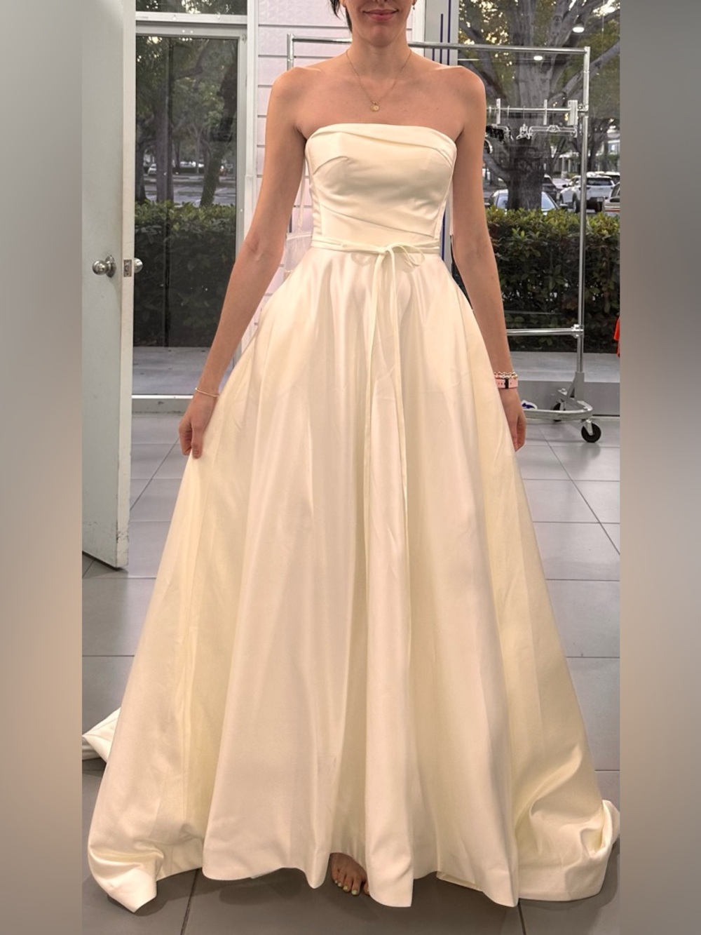 Strapless Ivory Satin Ball Gown